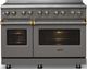 Viking® 5 Series 48" Damascus Gray Pro Style Induction Range with Brushed Brass Trim-4