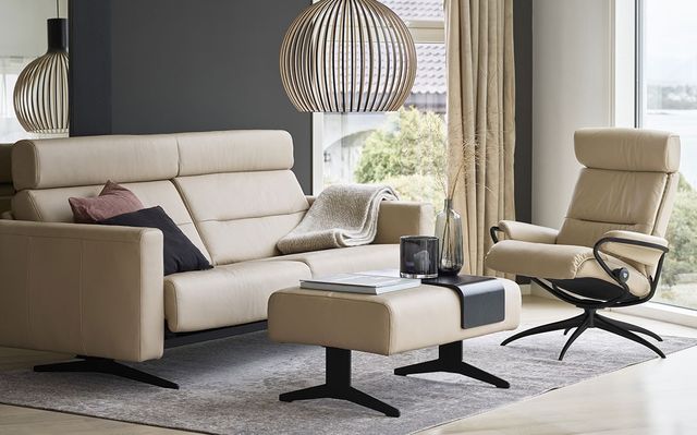 Stressless® by Ekornes® Customizable Stella Medium Ottoman with Steel Legs-1