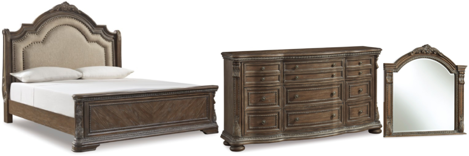 Signature Design by Ashley® Charmond 3-Piece Brown California King Sleigh Upholstered Bed Set