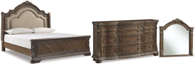 Signature Design by Ashley® Charmond 3-Piece Brown California King Sleigh Upholstered Bed Set-0