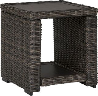 Signature Design by Ashley® Grasson Lane Brown Outdoor Aluminum/Wicker Square End Table