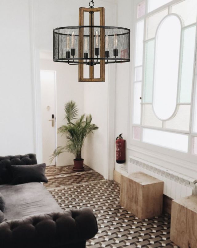 Cal® Lighting & Accessories Monza Wood Chandelier-1