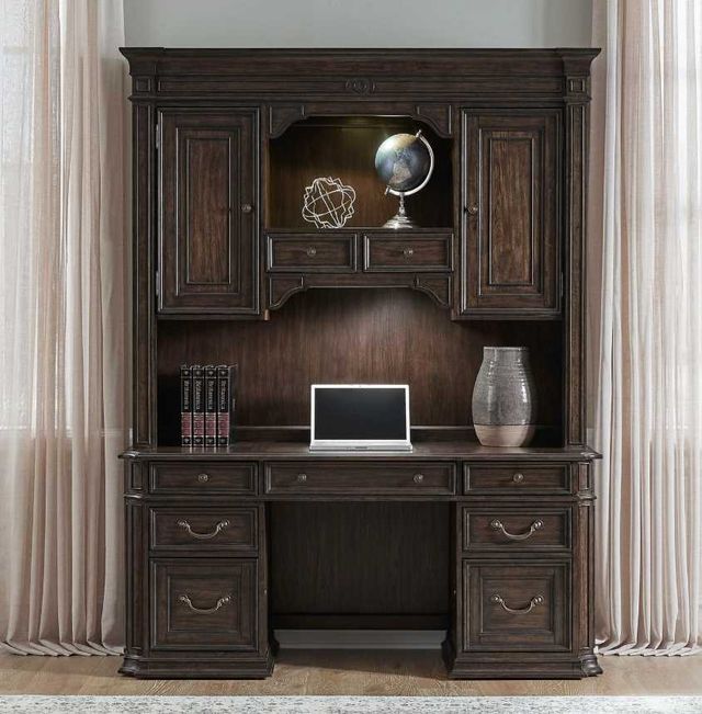 Liberty Furniture Provence Park Chateau Brown Office Credenza and Hutch-1