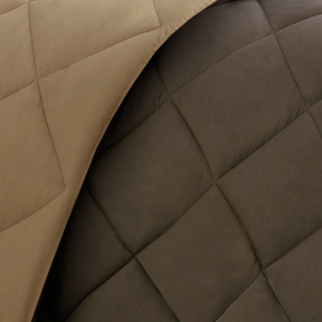 Olliix by Madison Park Essentials Larkspur Brown and Sand King 3M Scotchgard Reversible Down Alternative Comforter Set-3