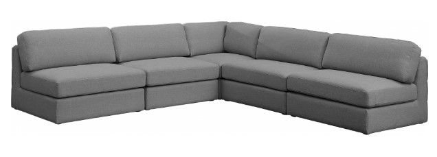 Meridian Furniture Beckham 5-Piece Grey Linen Polyester Modular Sectional-0
