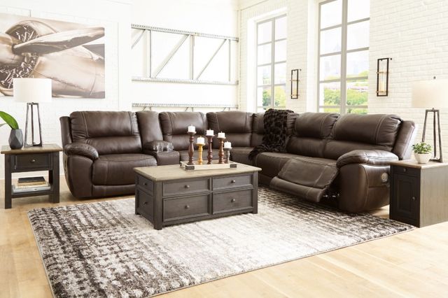 Signature Design by Ashley® Dunleith 6-Piece Chocolate L-Shape Power Reclining Sectional with Power Headrest-2