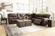 Signature Design by Ashley® Dunleith 6-Piece Chocolate L-Shape Power Reclining Sectional with Power Headrest-2