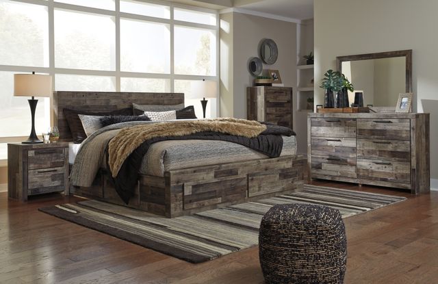 Benchcraft® Derekson 4-Piece Multi Gray Queen Panel Bed Set-4