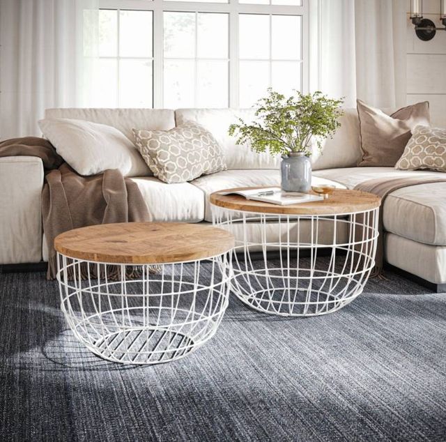Jofran Inc. Global Archive Rondo 2-Piece Brown Nesting Coffee Table Set with White Base-1