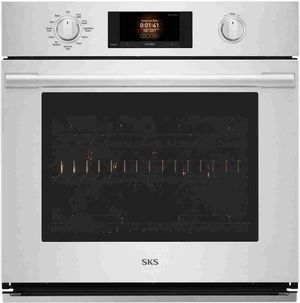Front view of the SKS 30" Stainless Steel Single Electric Wall Oven