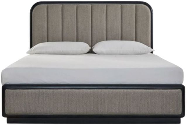 Signature Design by Ashley® Rowanbeck Black/Gray California King Upholstered Panel Bed-1