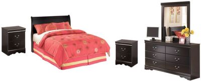 view of the Signature Design by Ashley® Huey Vineyard 4-Piece Black Full Sleigh Headboard Set