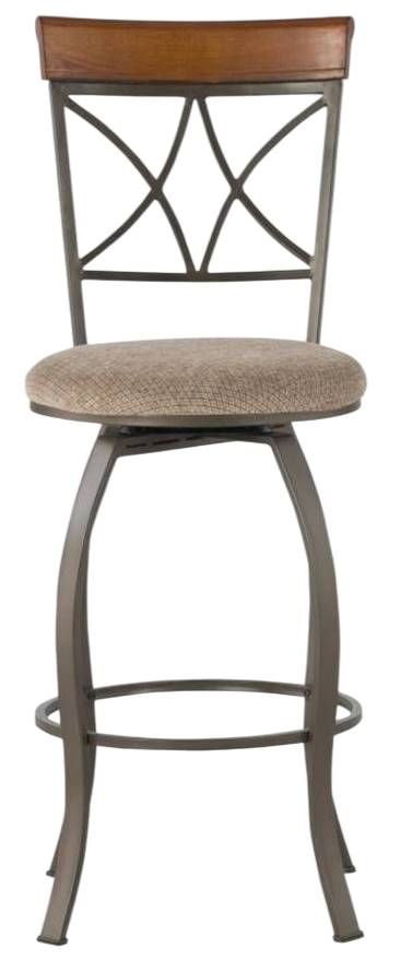 Powell® Hamilton Beige/Matte Pewter Swivel Bar Stool-3