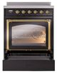 Ilve® Nostalgie II Noblesse 30'' Glossy Black Pro Style Induction Range with Brass Trim-3