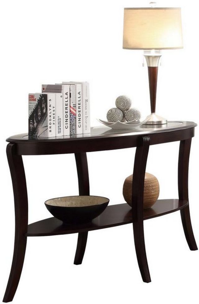 Mazin Furniture Pierre Glass Insert Top Sofa Table with Espresso Base-0