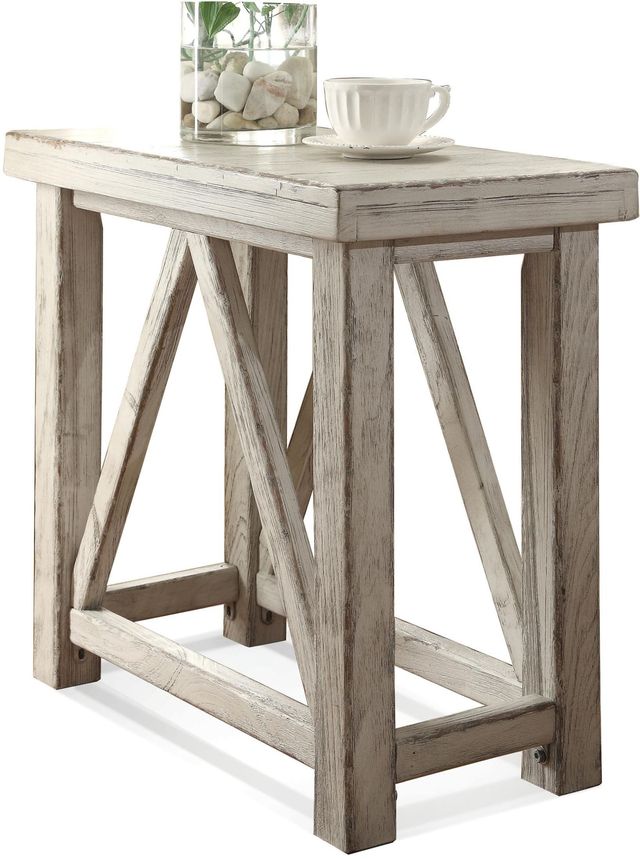 Riverside Furniture Aberdeen Weathered Worn White Chairside Table-0