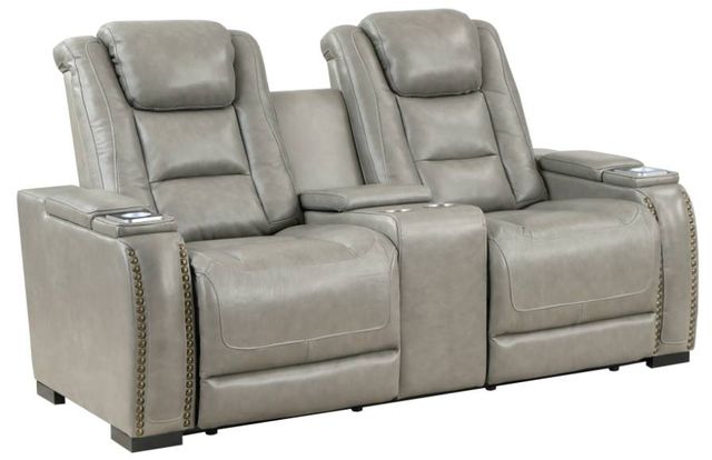 New Classic® Home Furnishings Breckenridge Light Gray Power Reclining Loveseat -0