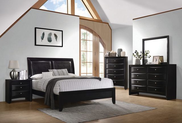 Coaster® Briana Black Queen Upholstered Panel Bed-2