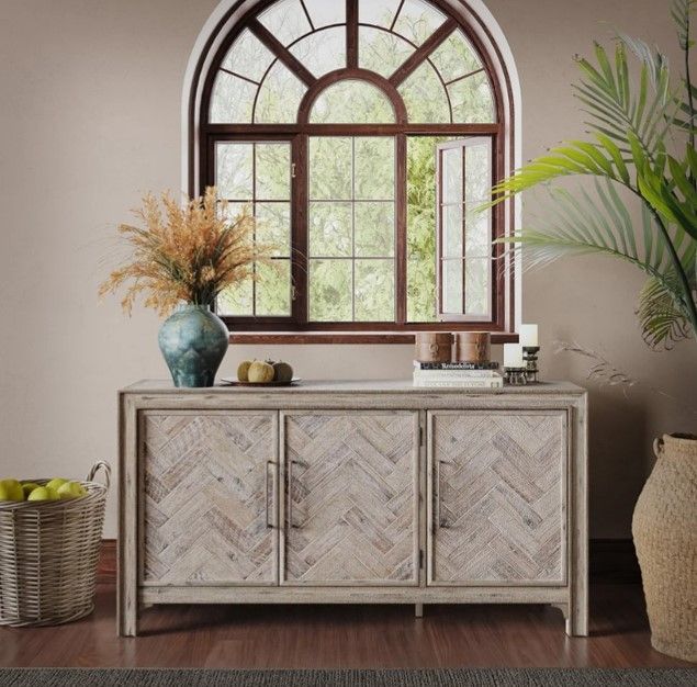 Jofran Inc. Gramercy Gray Wash 3-Door Accent Cabinet-1