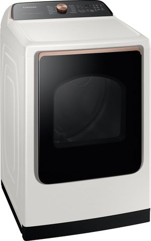 front left angled view of the Samsung 7500 7.4 Cu. Ft. Ivory Electric Dryer