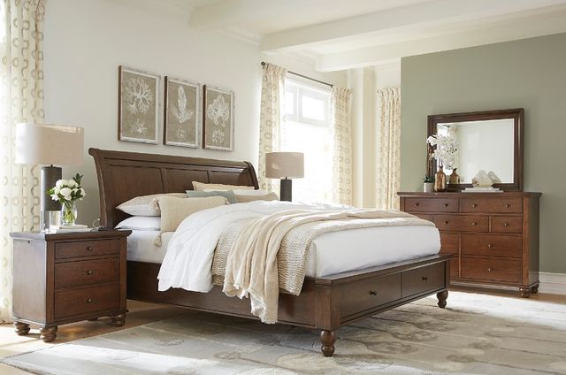 aspenhome® Cambridge Classic Cherry Queen Sleigh Bed-1