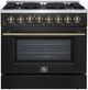 FORNO® Galiano 36" Stainless Steel Pro Style Dual Fuel Range with Black Door with Antique Brass Accents-0