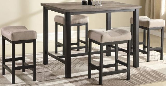 American Wholesale Furniture Walnut 5-Piece Rustic Pub Dining Set-0