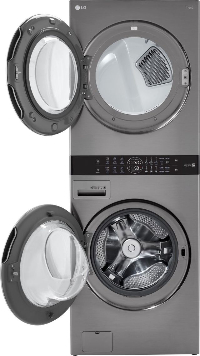 LG Graphite Steel Single Unit, 4.5 Cu. Ft. Washer, 7.4 Cu. Ft. Gas Dryer, WashTower™ with Center Control™-1