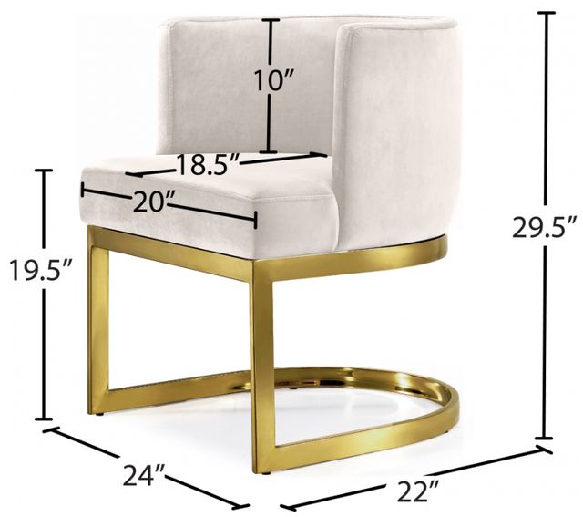 Meridian Furniture Gianna Cream/Gold Velvet Dining Chair-3