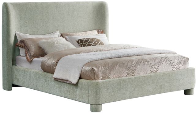 Meridian Furniture Penny Mint Green Full Chenille Fabric Upholstered Panel Bed-0