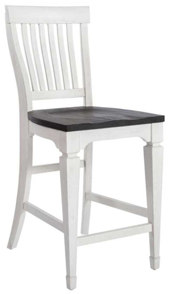 Liberty Furniture Allyson Park Charcoal/Wirebrushed White Counter Height Slat Back Chair-0