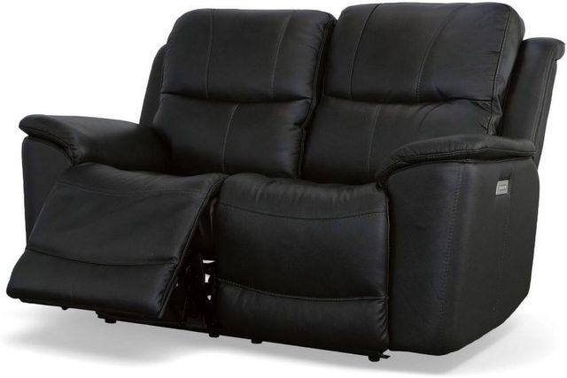 Flexsteel® Cade Black Power Reclining Loveseat with Power Headrests and Lumbar-2