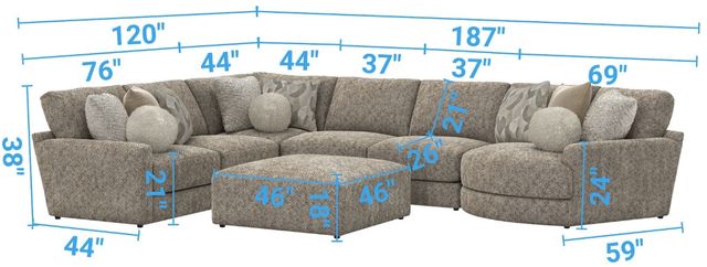 Jackson Furniture Turner 6-Piece Mushroom Sectional with Ottoman-2