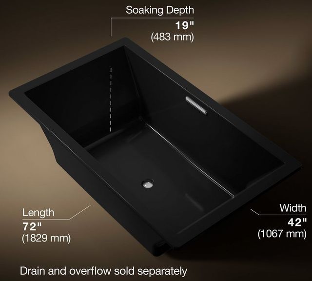 KOHLER® Underscore® Black 72" x 42" Drop-In Bath-4