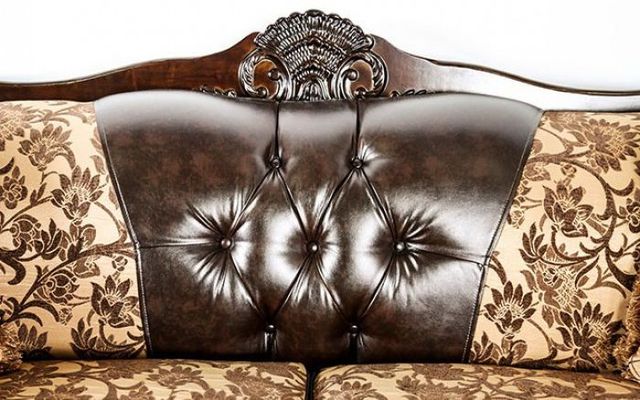 Furniture of America® Quirino Dark Brown/Tan Loveseat-2