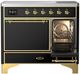 Ilve® Majestic III 40" Glossy Black Pro Style Induction Range with Solid Door and Brass Trim-4