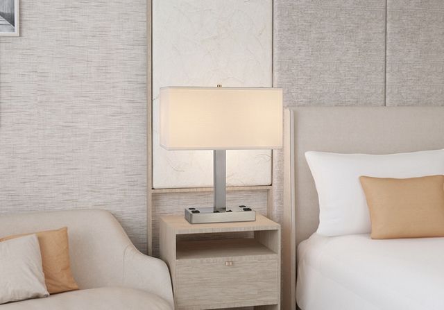 Cal® Lighting & Accessories Colmar Brushed Steel Table Lamp-1
