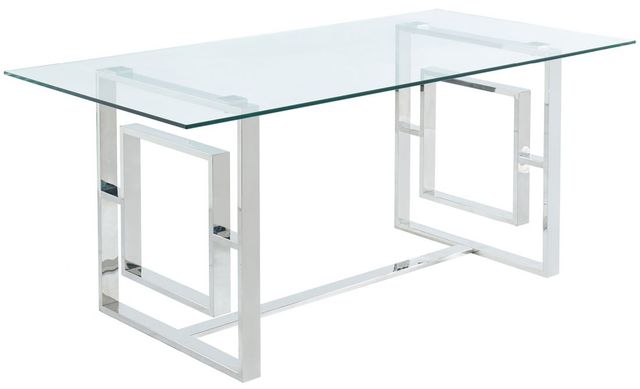 Worldwide Homefurnishings Inc. Eros Glass Top Dining Table with Silver Base-0