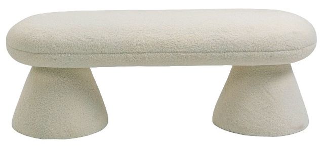 Meridian Furniture Drum Beige Faux Shearling Teddy Fabric Upholstered Bench-1