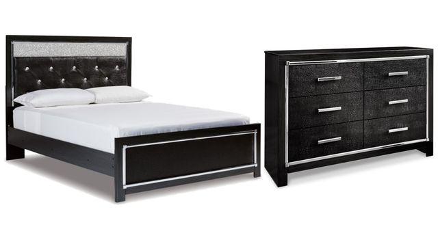 Signature Design by Ashley® Kaydell 2-Piece Black Queen Upholstered Panel Bedroom Set-0