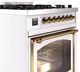 Ilve® Nostalgie II Noblesse 30" White Pro Style Dual Fuel Range with Brass Trim-4