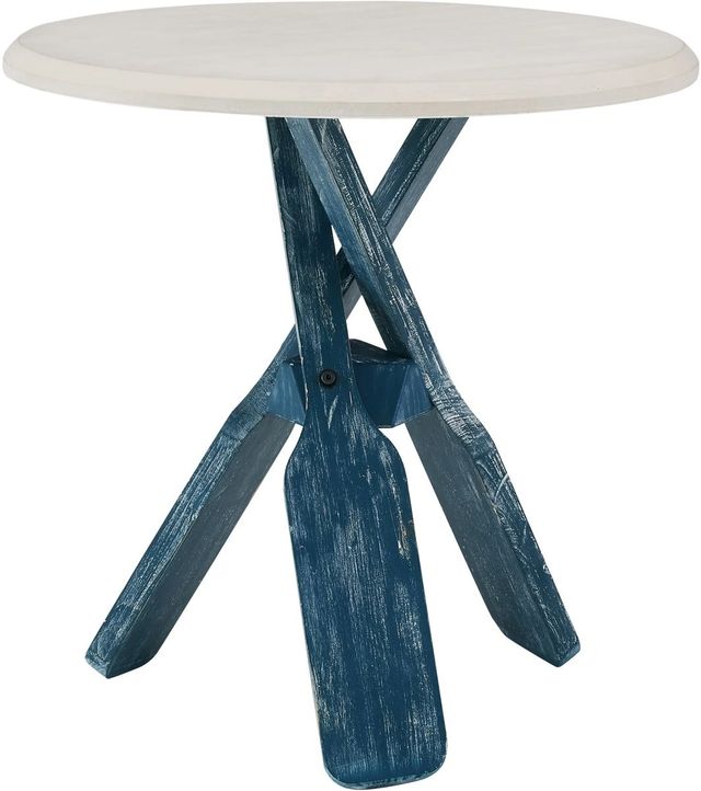Powell® Orville Off White Side Table with Blue Base-2