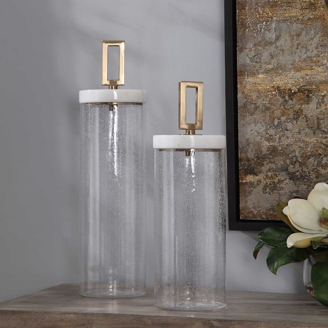 Uttermost® Hayworth 2-Piece Seeded Glass Container Set-1