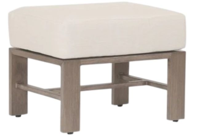 Sunset West Laguna Driftwood Aluminum Outdoor Ottoman with Canvas Flax Cushion-0