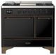 Ilve® Majestic III 40" Glossy Black Pro Style Dual Fuel Liquid Propane Range with Solid Door and Burnished Trim-0