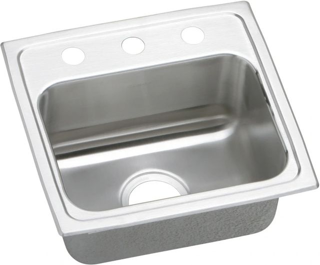 Elkay Lustertone® Classic Lustrous Satin Stainless Steel 17" x 16" x 6" 3-Hole Single Bowl Drop-in ADA Sink with Quick-Clip-0