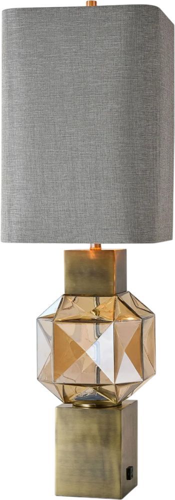 Harp & Finial® Beverly Antique Brass/Gray Table Lamp-1