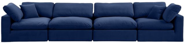 Meridian Furniture Comfy 4-Piece Navy Velvet Sofa-1