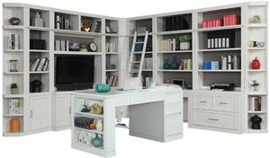 Parker House® Catalina 12-Piece Cottage White Corner Library Wall with Writing Desk Set