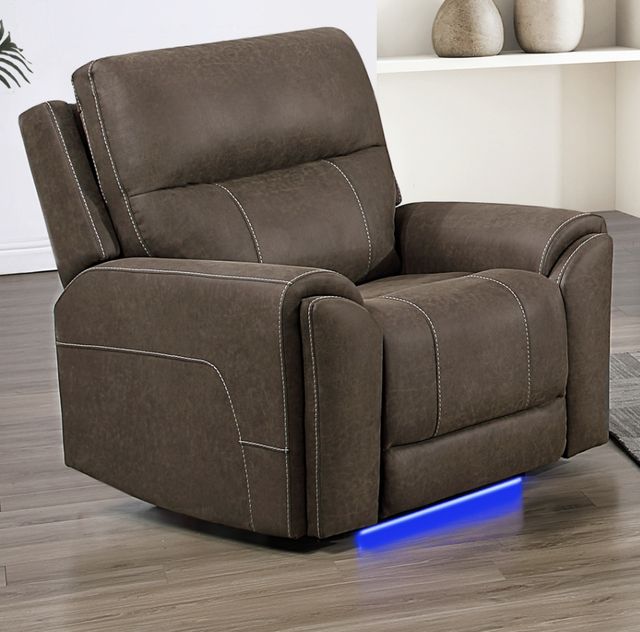 New Classic® Home Furnishings Gaia Sable Power Auto Glider Recliner with Power Headrest and Footrest-1